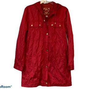MICHAEL Michael Kors Jacket Red Rain Hooded - EUC